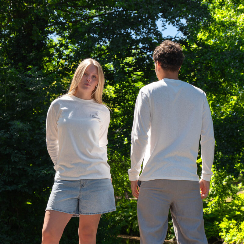 langærmet t-shirt 100% hamp
